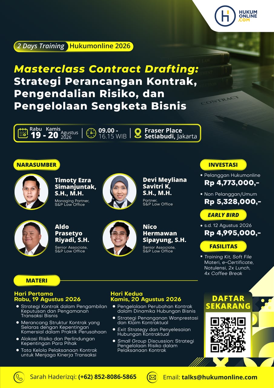 Masterclass Contract Drafting: Strategi Perancangan Kontrak, Pengendalian Risiko, dan Pengelolaan Sengketa Bisnis